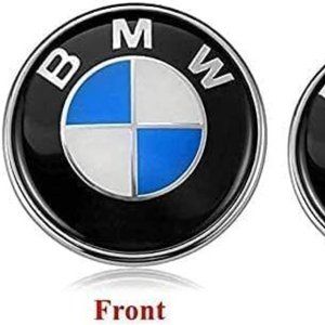 2Pcs Replacement for BMW Hood and Trunk Emblems 82mm + 74mm Badge
